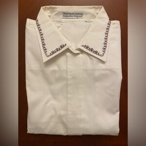 Embroidered Women’s Button Down Shirt LARGE White